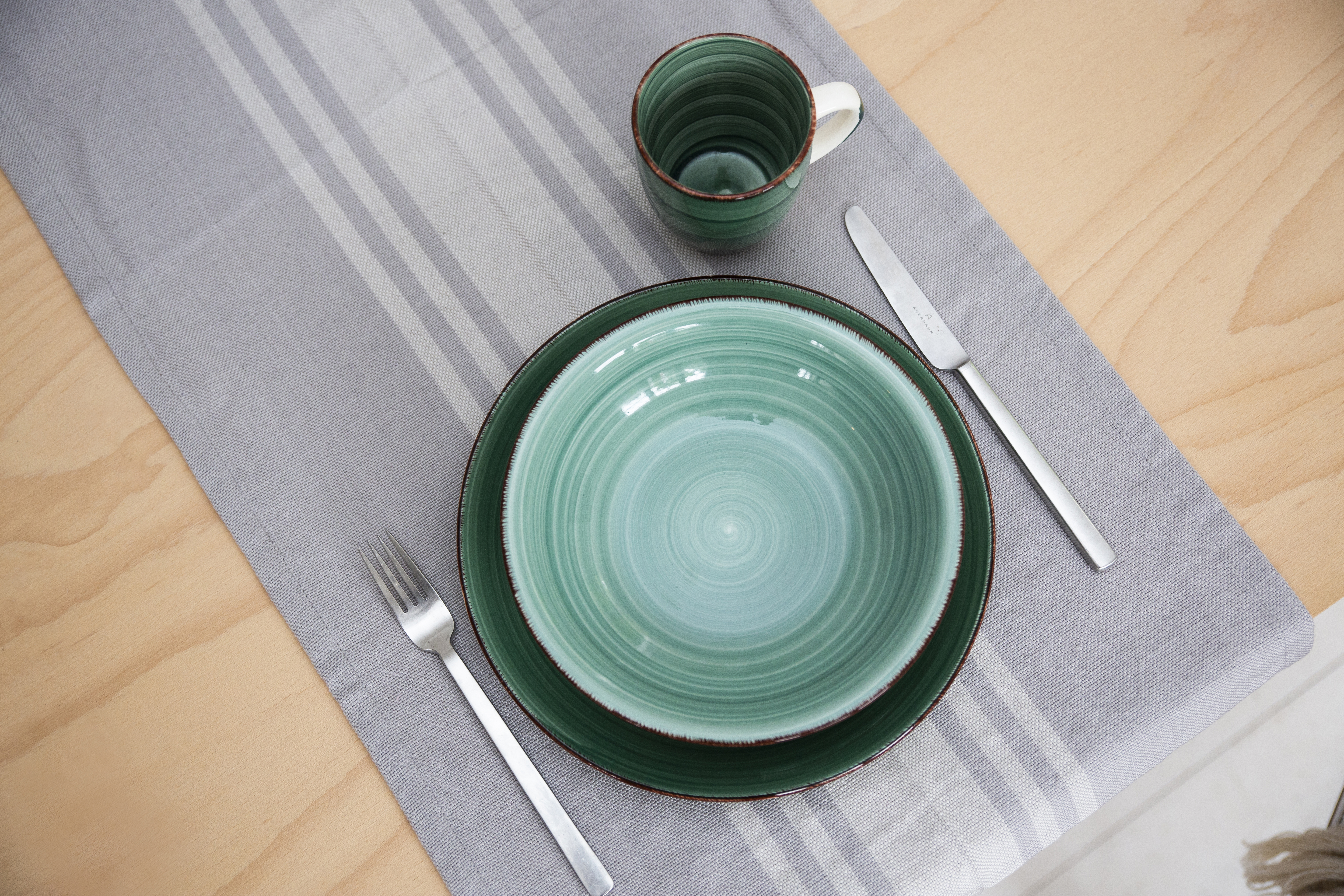 Grey French Stripe Table Runner