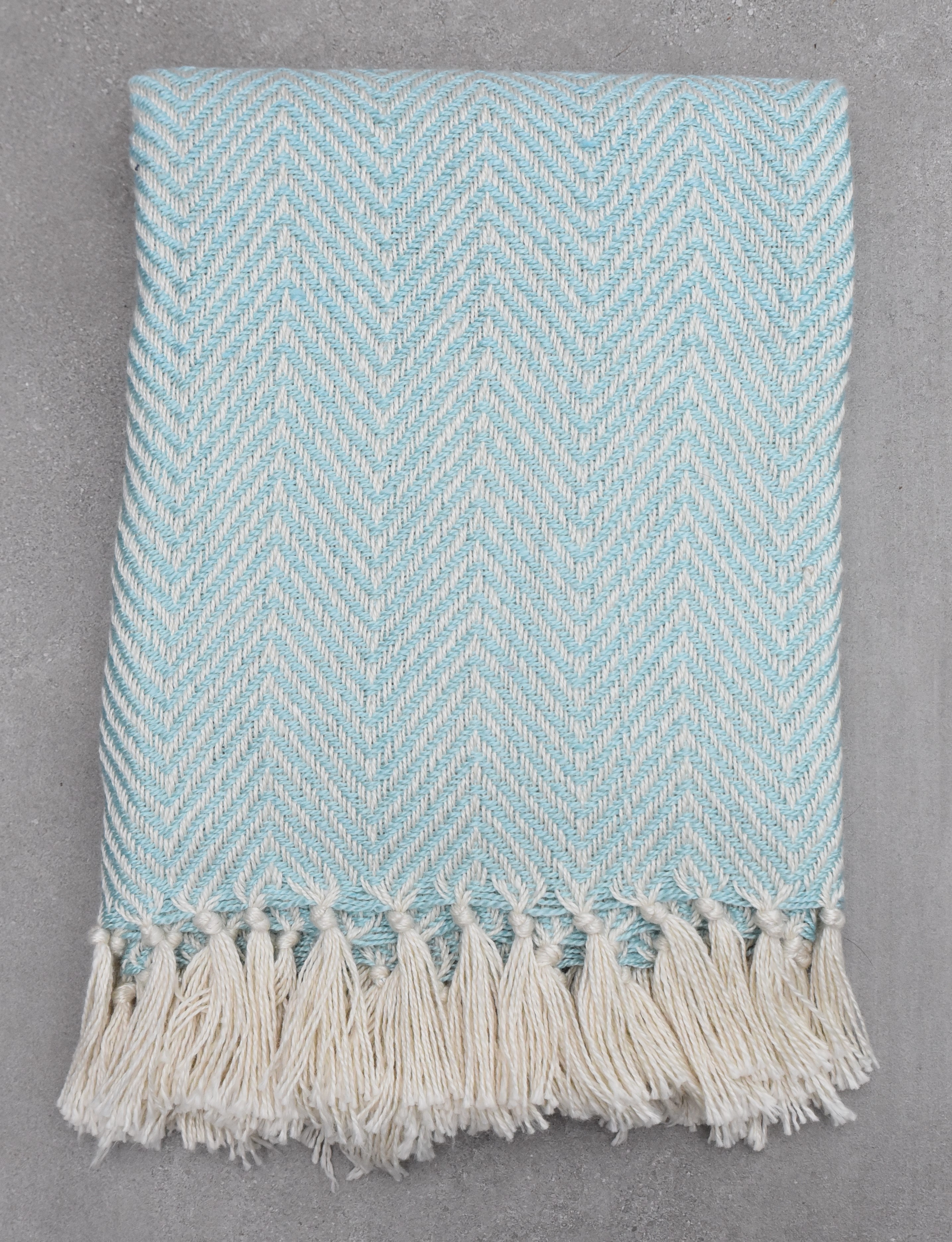 Eggshell Blue Herringbone Blanket