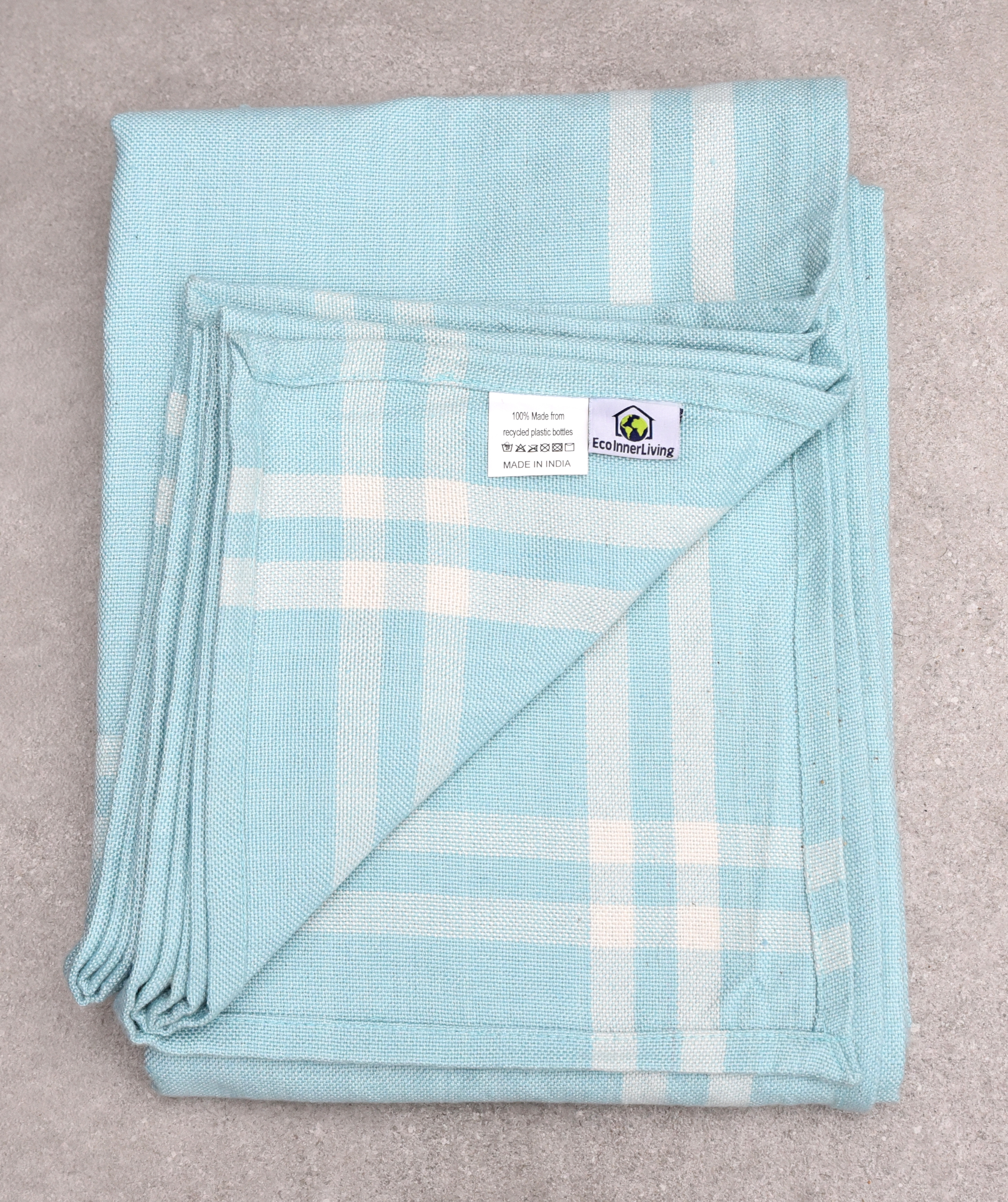 Eggshell Blue Gingham Border Tablecloth