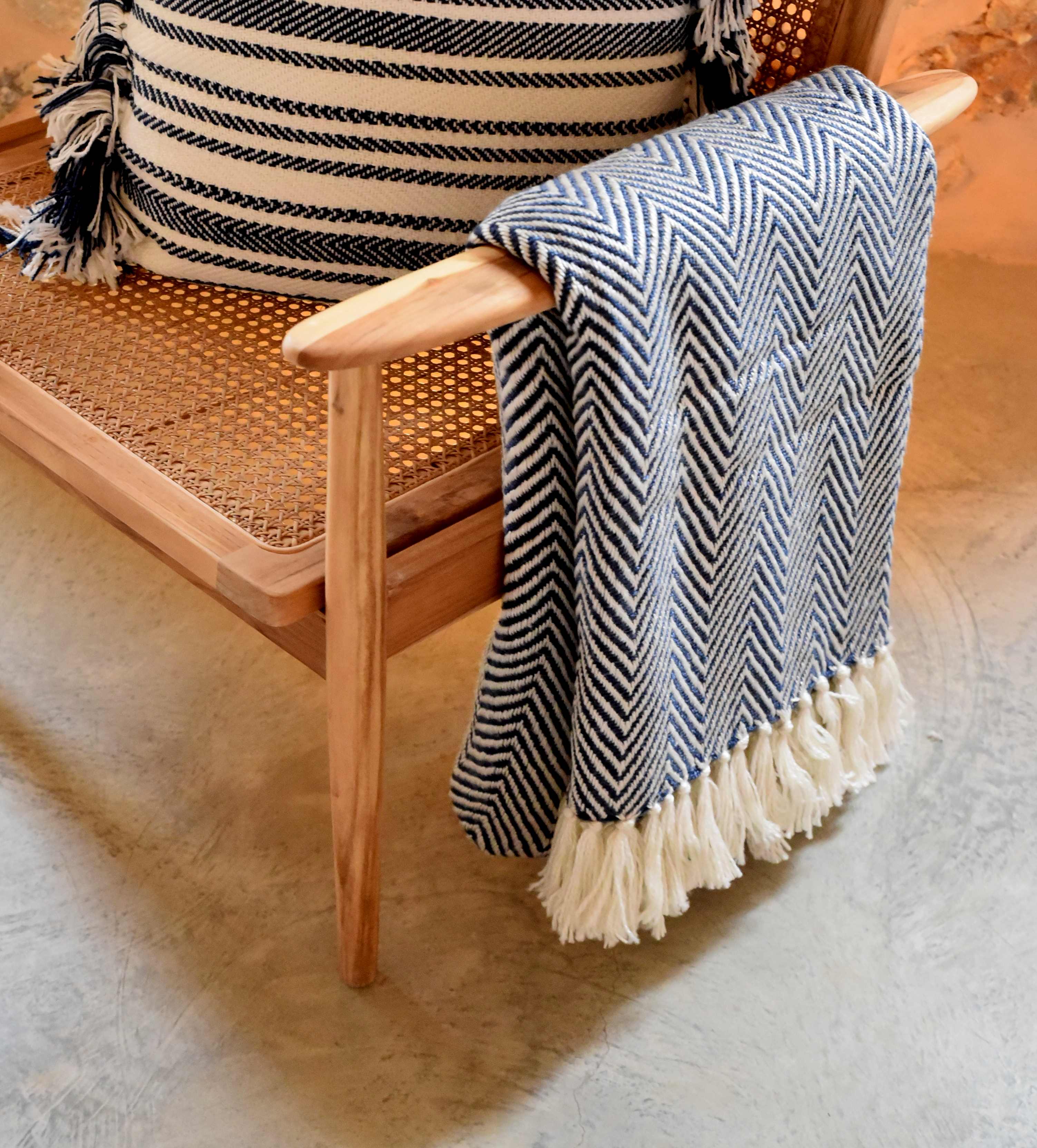 Navy Blue Herringbone Blanket 