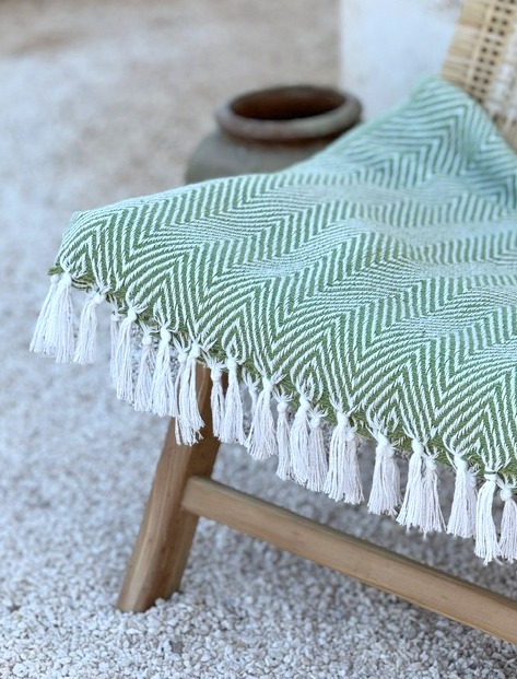 Herringbone Blanket olive green