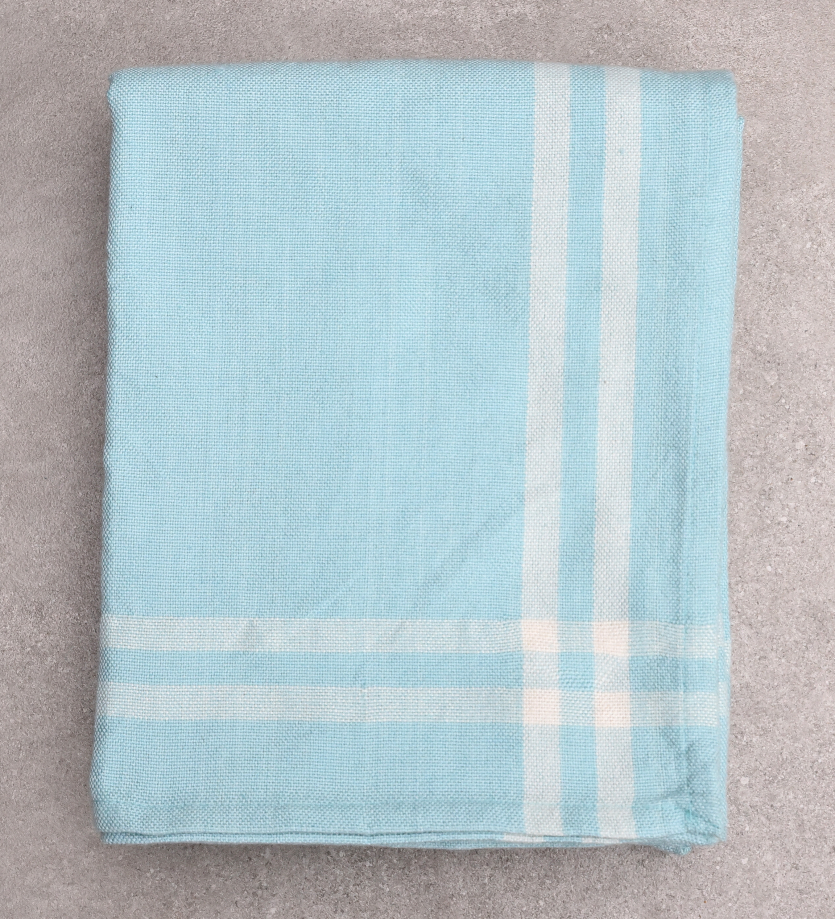 Eggshell Blue Gingham Border Tablecloth