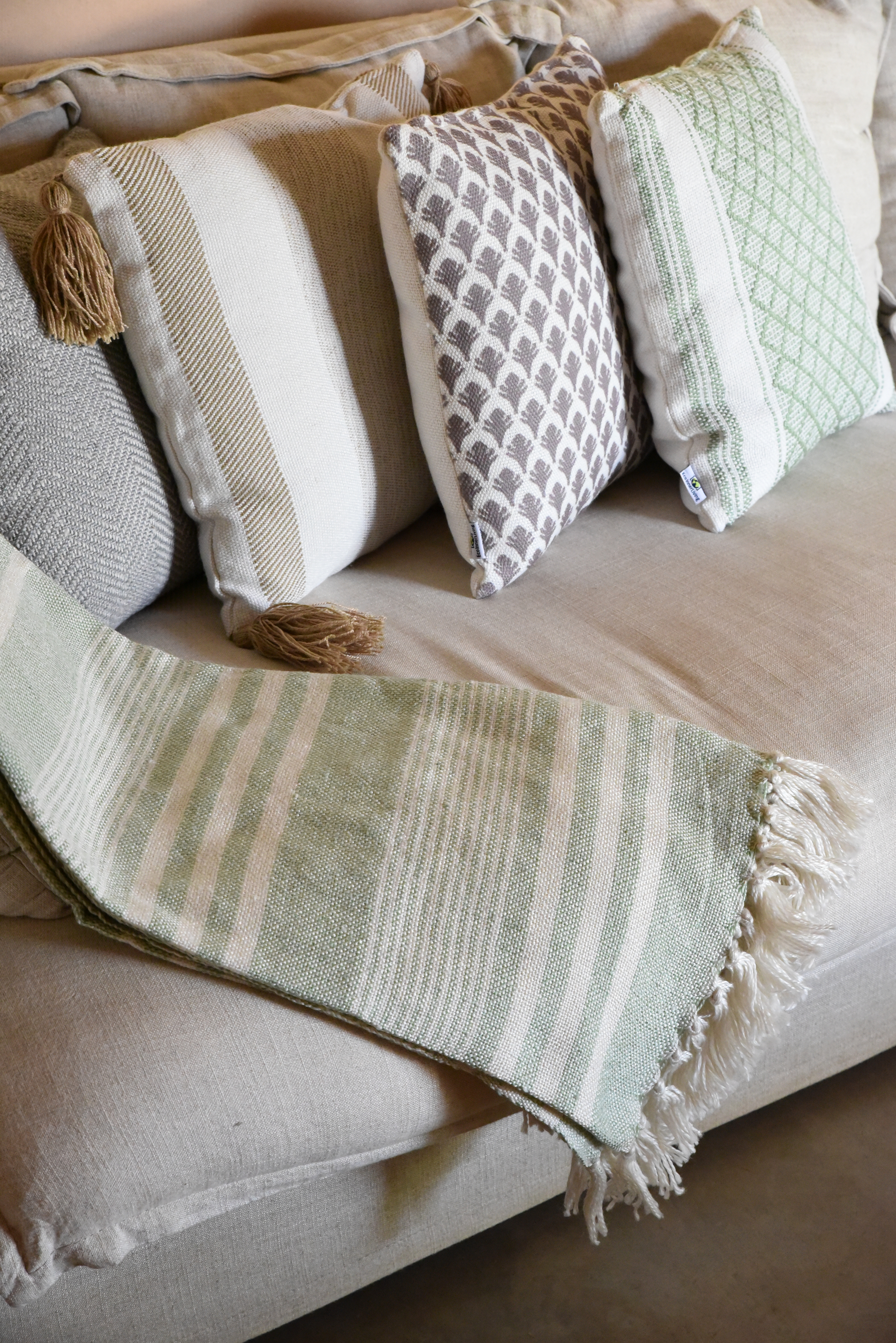 Smoke Green Striped Blanket